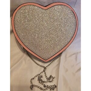 NWT Hello 3 AM Forever Heart Shape Rainbow Glitter Pink Trim Crossbody Bag Purse